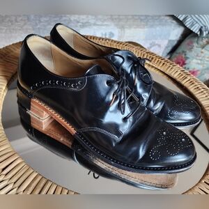 Black Leather Women's Oxfords